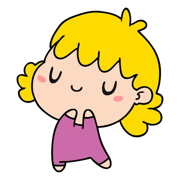 Καρτούν Εικονογράφηση Του Ένα Κορίτσι Χαριτωμένο Kawaii — Διανυσματικό Αρχείο
