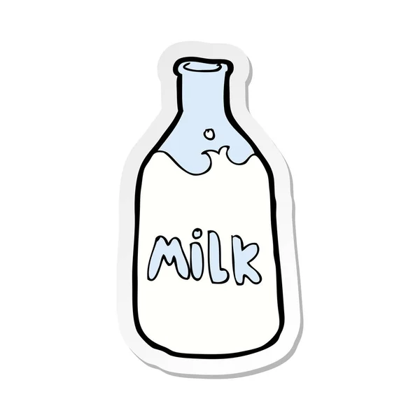 Pegatina Una Botella Dibujos Animados Leche — Vector de stock