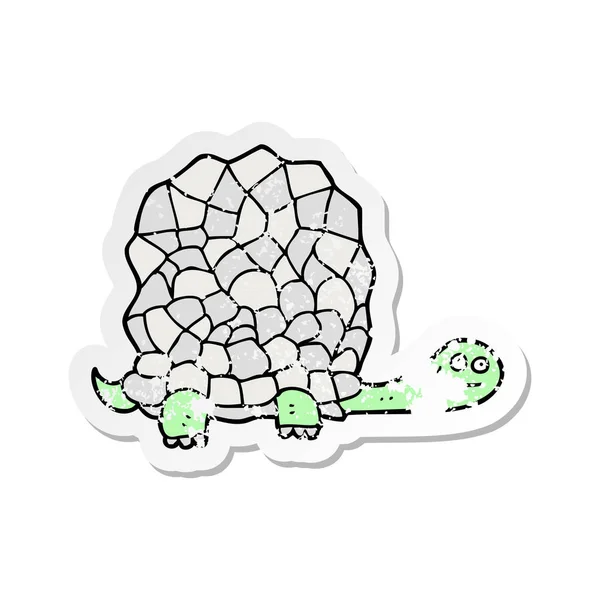 Retro Distressed Sticker Cartoon Tortoise — Stock Vector