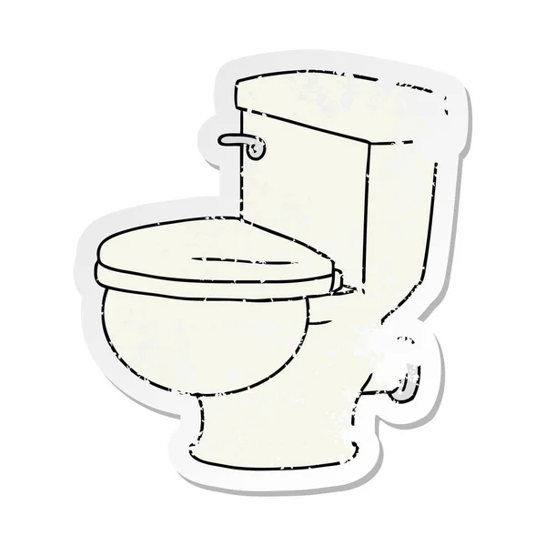 Verontruste sticker cartoon doodle van een badkamer-toilet — Stockvector