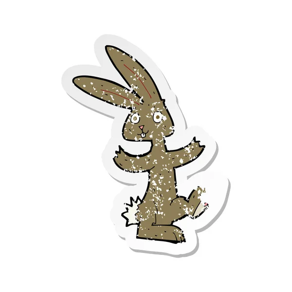 Bir Karikatür Tavşan Retro Sıkıntılı Etiket — Stok Vektör