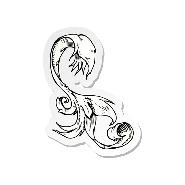 Sticker Van Een Traditionele Hand Getekende Bloemen Swirl — Stockvector