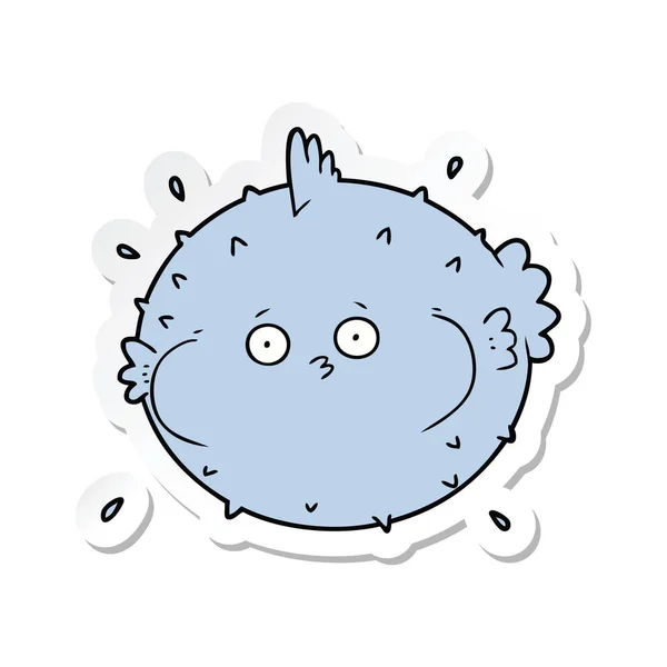 Sticker Cartoon Puffer Fish — Stock Vector