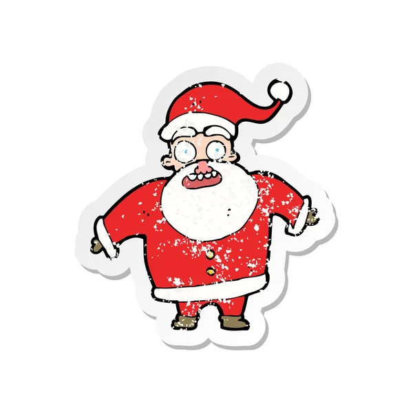 Retro Distressed Nálepka Karikatura Šokoval Santa Claus — Stockový vektor