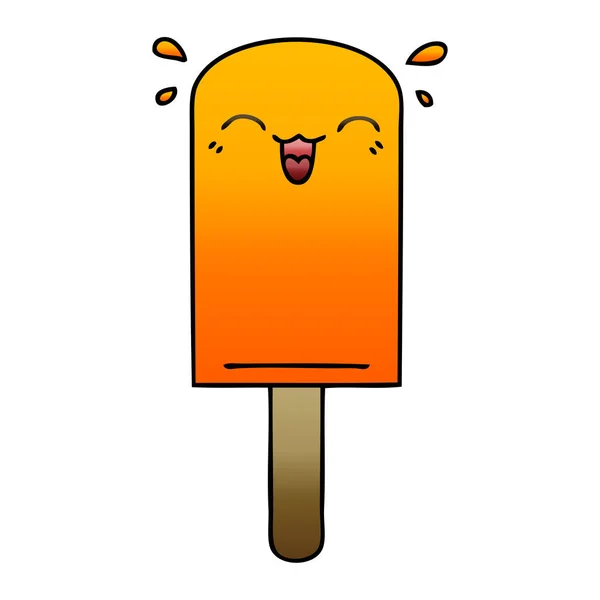 Peculiar gradiente sombreado dibujos animados naranja hielo lolly — Vector de stock