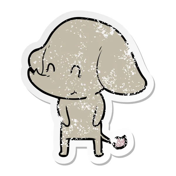 귀여운 만화 코끼리의 고민된 스티커 — 스톡 벡터