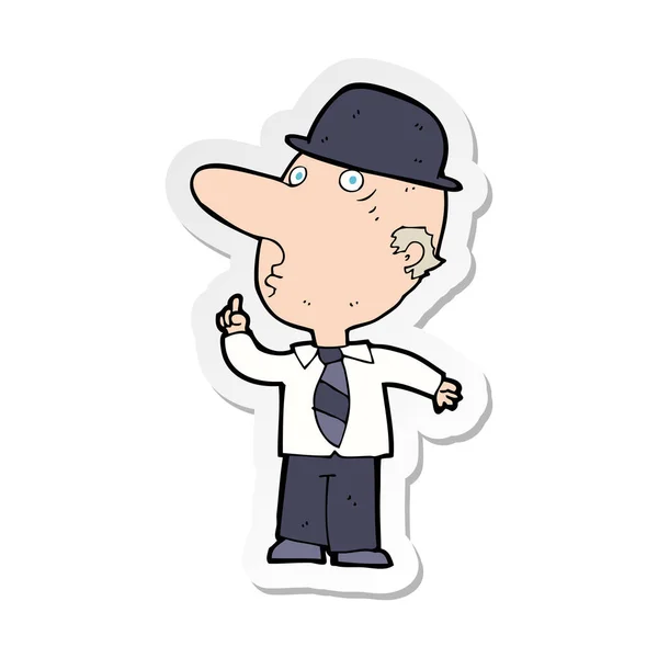 Sticker Cartoon Man Wearing Bowler Hat — Stock Vector