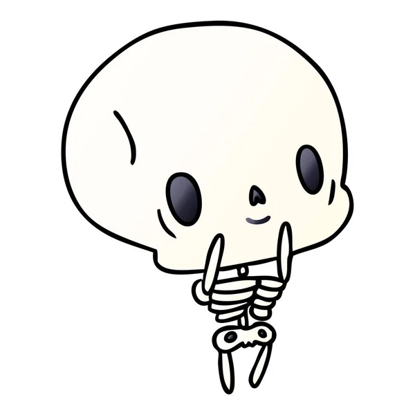 Kleurovergang Cartoon Afbeelding Kawaii Schattig Dode Skeleton — Stockvector