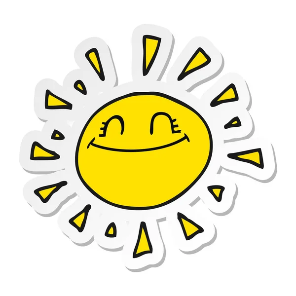 Sticker Happy Cartoon Sun — Stock Vector