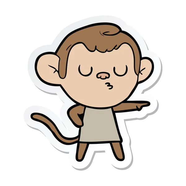 Etiqueta Macaco Calmo Desenho Animado — Vetor de Stock