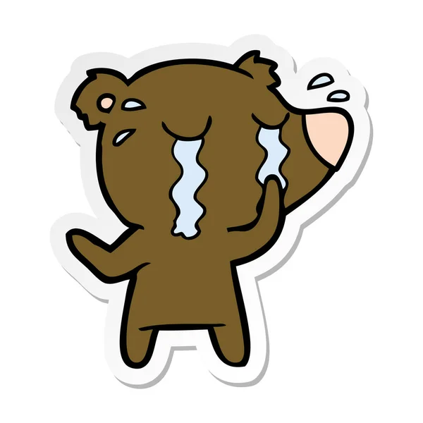 Distressed sticker of a cartoon bear crying — Stock Vector