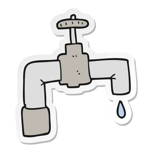 Sticker of a cartoon dripping faucet — Stock Vector