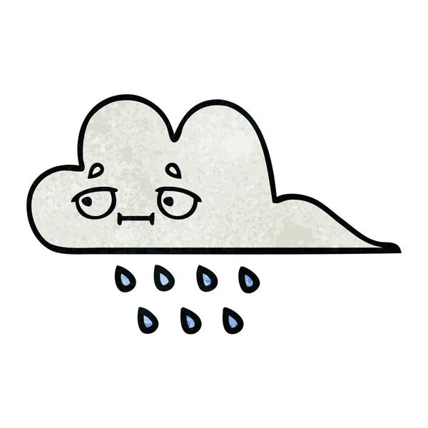 Caricatura Textura Grunge Retro Una Nube Lluvia — Archivo Imágenes Vectoriales