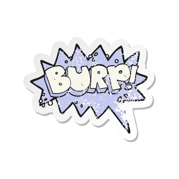 Retro Noodlijdende Sticker Van Een Cartoon Burp Symbool — Stockvector