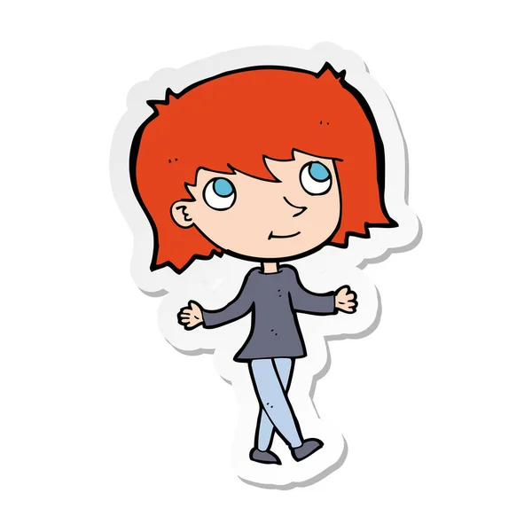 Sticker Cartoon Girl Worries — Stock Vector