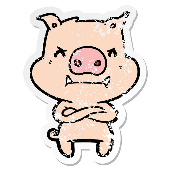 Autocolant Tulburat Porc Desene Animate Furios — Vector de stoc