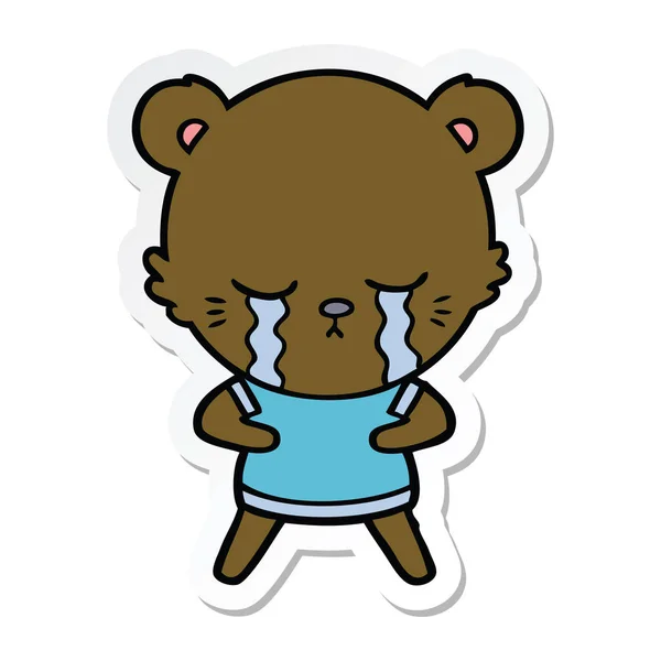 Pegatina Oso Dibujos Animados Llorando — Vector de stock