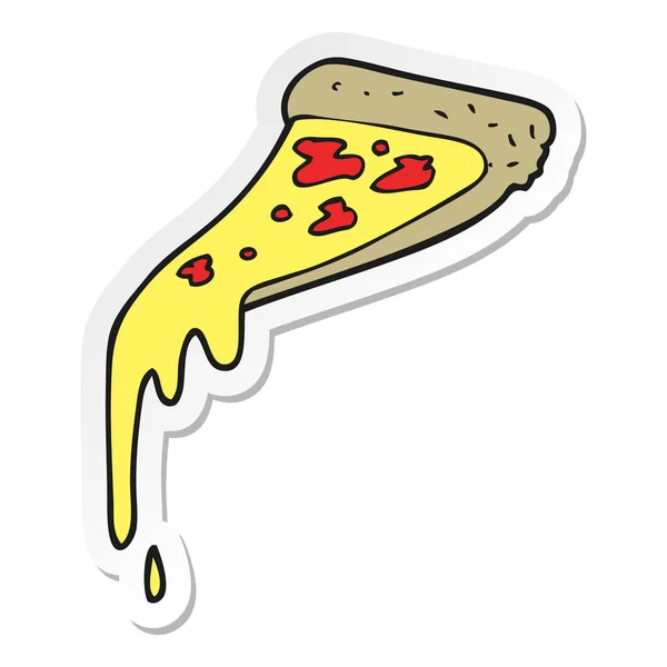 Sticker Voor Een Tekenfilm Pizza Slice — Stockvector