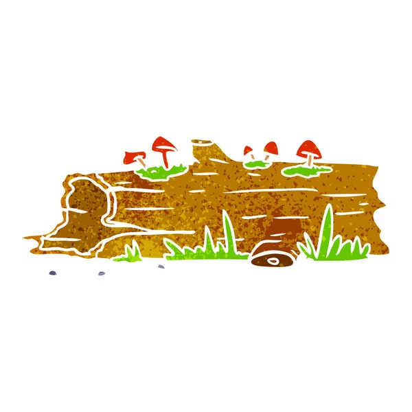Retro cartoon doodle of a tree log — Stock Vector