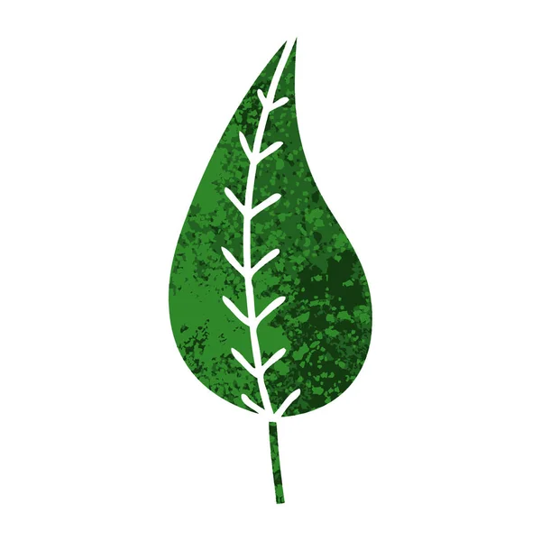 Ilustracja retro stylu cartoon zielony liść — Wektor stockowy