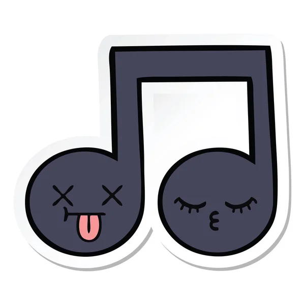 Pegatina Una Nota Musical Dibujos Animados Lindo — Vector de stock