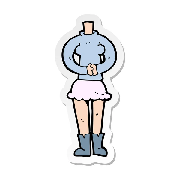 Pegatina Cuerpo Femenino Dibujos Animados — Vector de stock