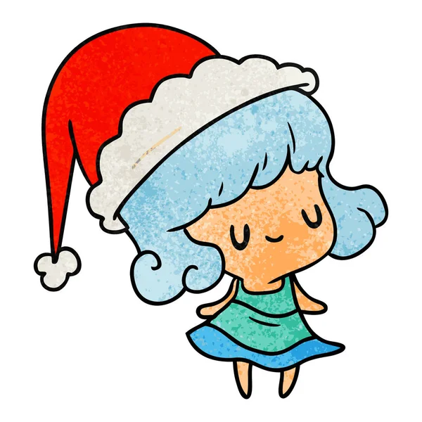Dessiné Main Noël Dessin Animé Texturé Fille Kawaii — Image vectorielle