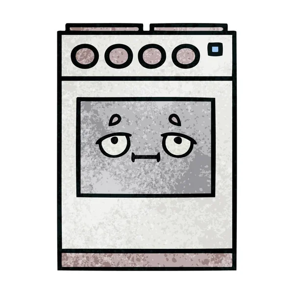 Retro grunge textura desenho animado cozinha forno —  Vetores de Stock