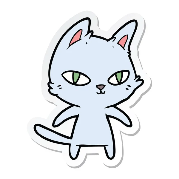 Sticker van een cartoon kat staren — Stockvector