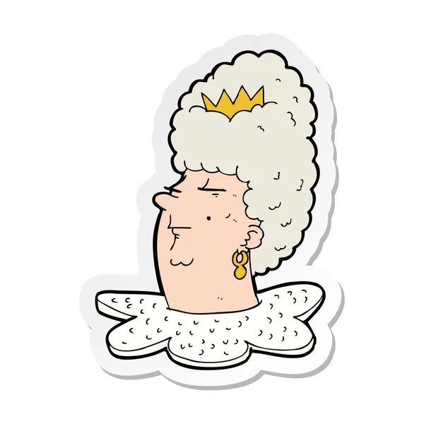Sticker Cartoon Queen Head — Stock Vector