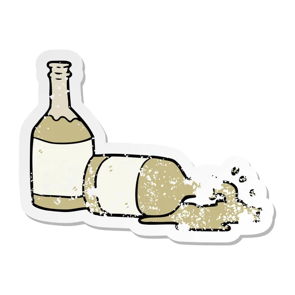 Distressed sticker of a cartoon beer bottles — Stock Vector