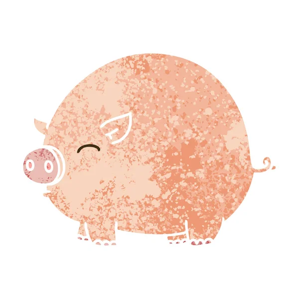 Причудливый ретро-иллюстрационный стиль мультяшной свиньи — стоковый вектор
