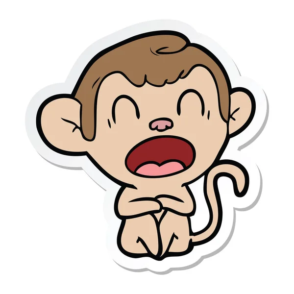 Sticker Yawning Cartoon Monkey — Stock Vector