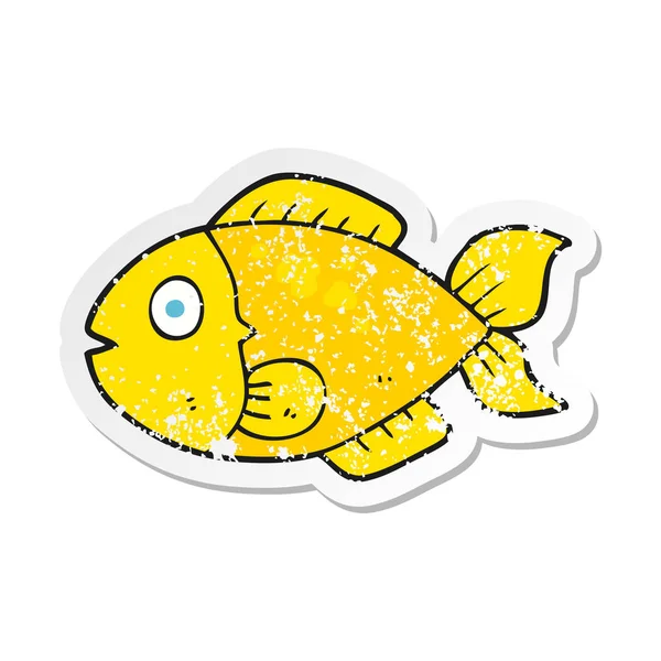 Retro w trudnej sytuacji naklejki rybę kreskówki — Wektor stockowy