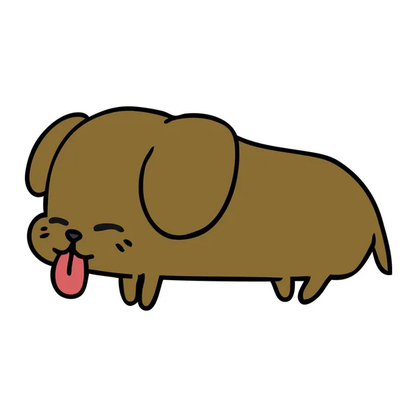 Şirin Kawaii Köpek Serbest Çizilmiş Karikatür — Stok Vektör