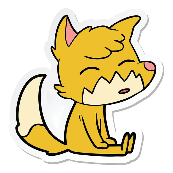 Sticker Cartoon Fox Sitting — Stock Vector