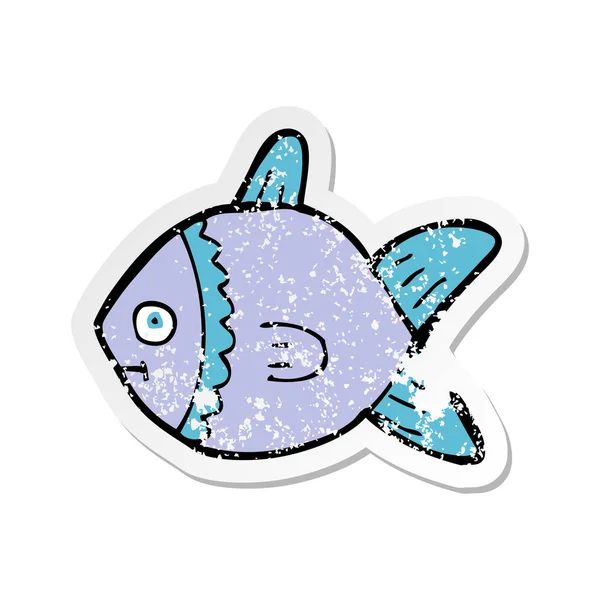 Retro Distressed Sticker Cartoon Fish — Stock Vector