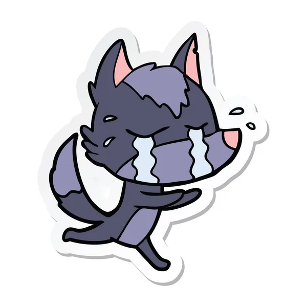 Sticker van een cartoon huilende wolf — Stockvector
