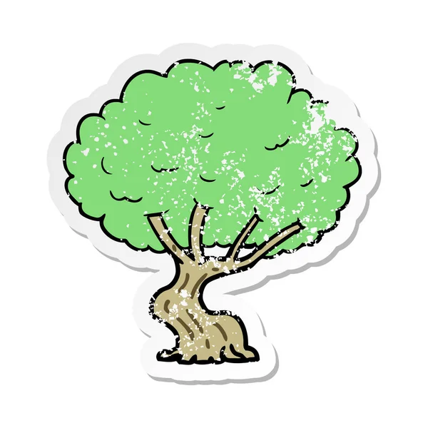 Distressed Sticker Cartoon Tree — Stock Vector