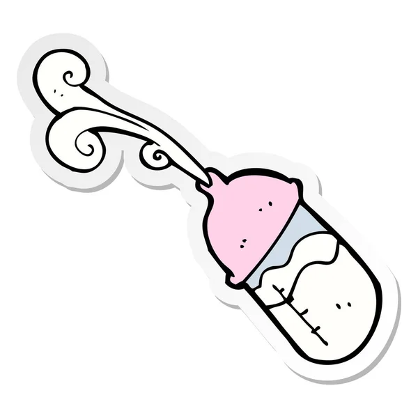 Nálepka kreslené dětské mléko lahvičky — Stockový vektor