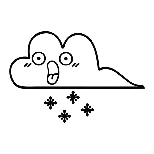 Γραμμικό Σχέδιο Σκίτσο Μια Καταιγίδα Χιόνι Σύννεφο — Διανυσματικό Αρχείο