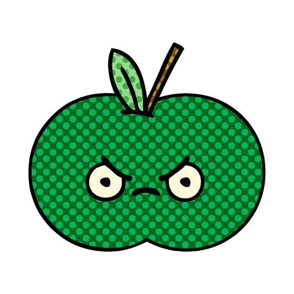 ジューシーなリンゴの漫画のスタイルの漫画 — ストックベクタ