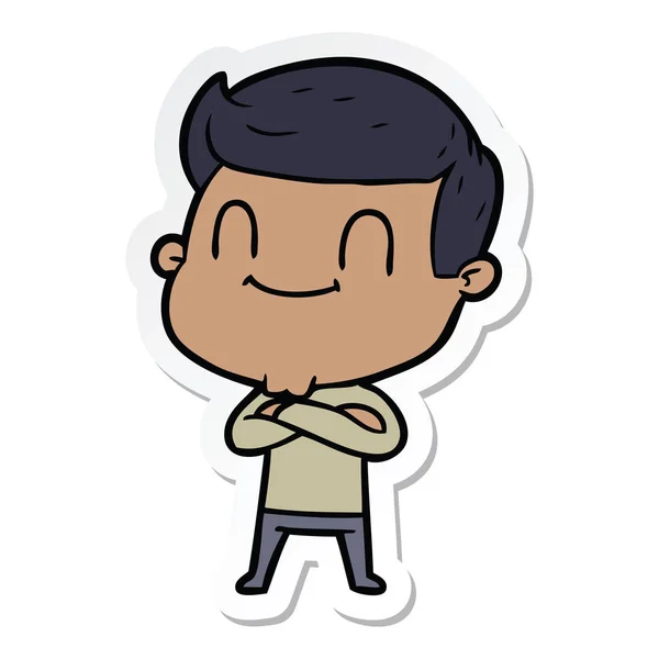 Pegatina de un hombre amigable de dibujos animados — Vector de stock