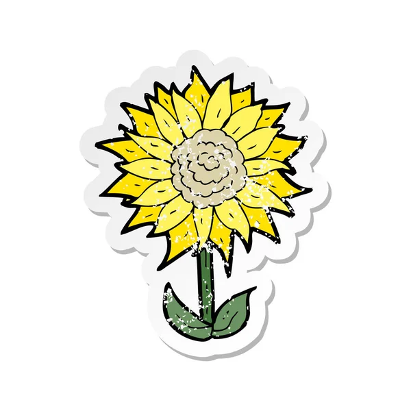 Retro Noodlijdende Sticker Van Een Cartoon Bloem — Stockvector