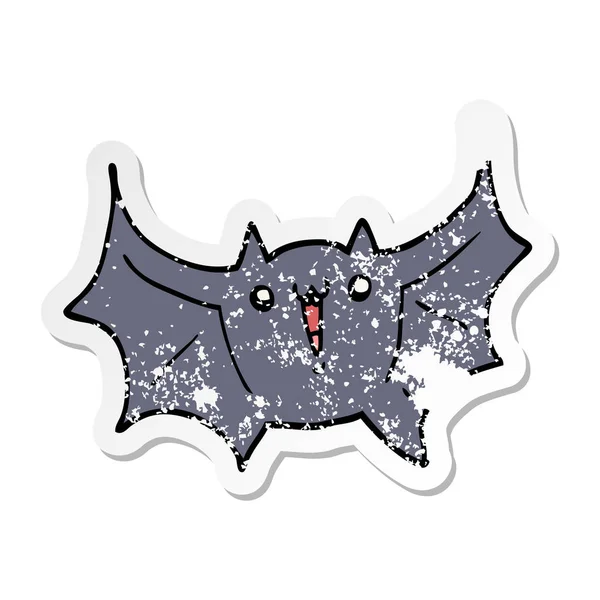 Autocollant affligé d'une chauve-souris vampire heureux dessin animé — Image vectorielle