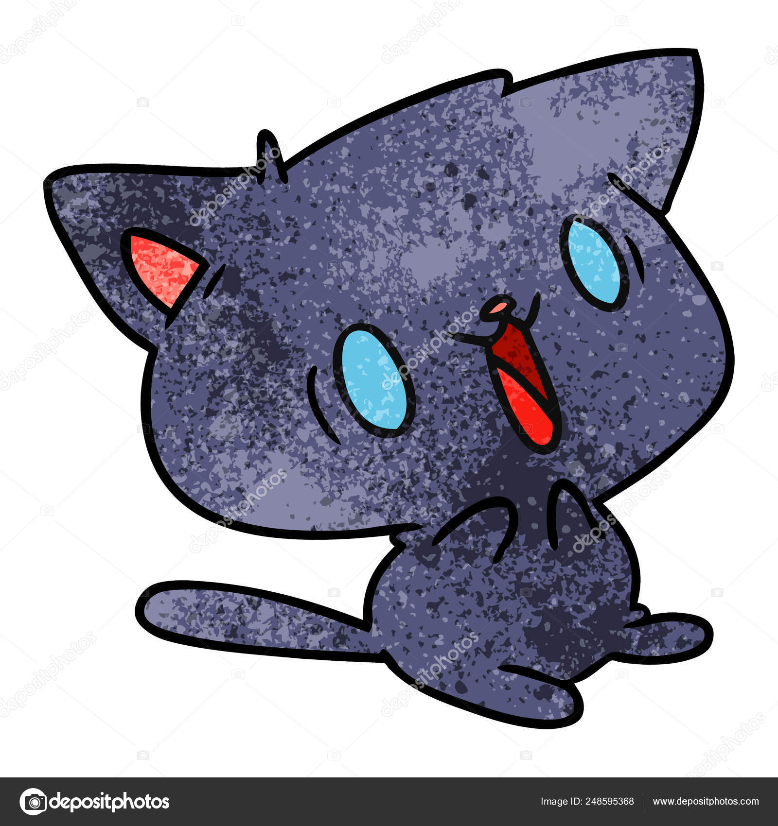 Desenho De Gato Animal Animado Doodle Kawaii Anime Página Para