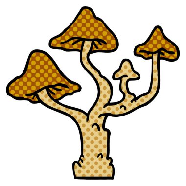 mantar büyüyen karikatür doodle