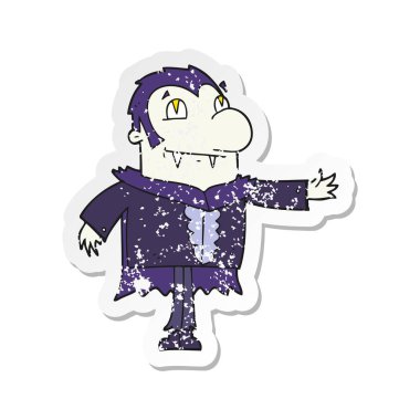 bir çizgi film vampir Retro sıkıntılı etiket