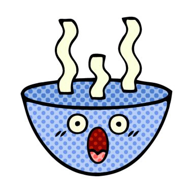 çizgi roman tarzı karikatür bir kase sıcak çorba