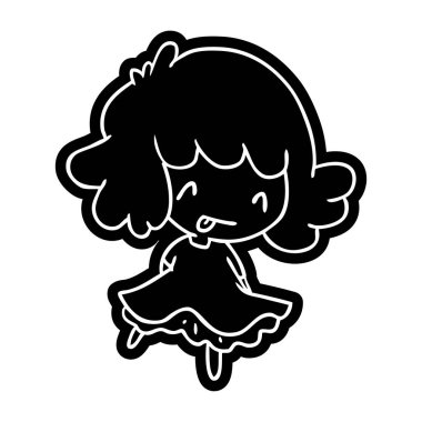 bir şirin kawaii kız çizgi film simgesi